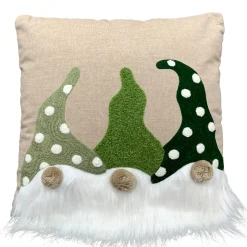 Deko Wichtelkissen Dans, Kissen mit 3 Weihnachtswichtel, grün-weiß, 40x40cm