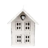 Deko Windlicht, Haus mit Herz, antikweiß, used look, 14x14cm, Metall