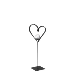 Deko Windlicht Herz Diana, geschwungenes Metallherz auf Metallständer, 60cm, WMG Grünberger