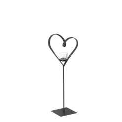 Deko Windlicht Herz Diana, geschwungenes Metallherz auf Metallständer, 60cm, WMG Grünberger