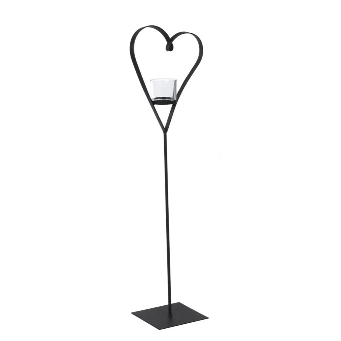 Deko Windlicht Herz Diana, geschwungenes Metallherz auf Metallständer, 135cm, WMG Grünberger