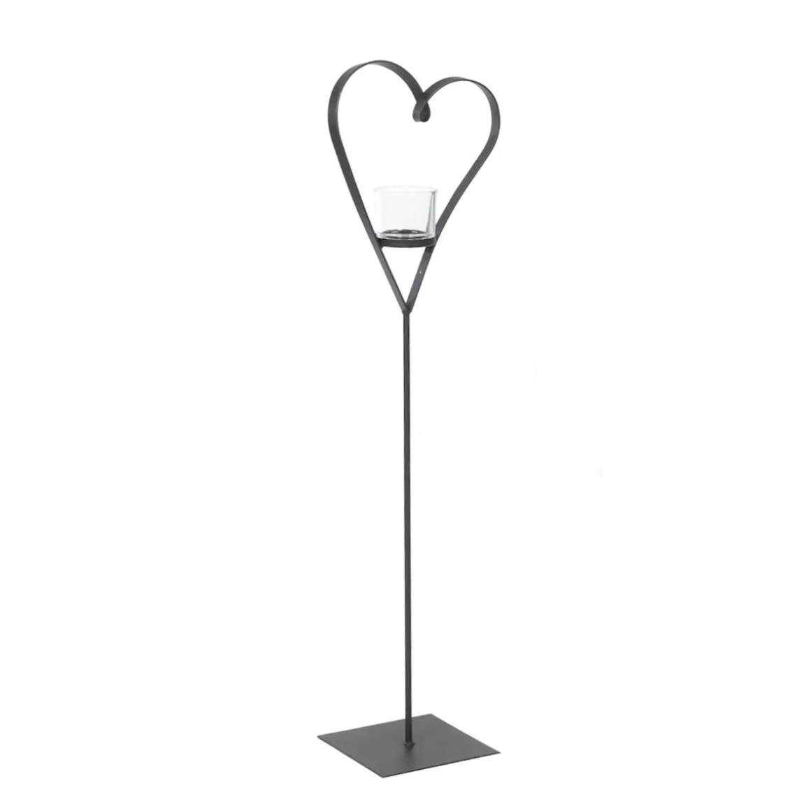 Deko Windlicht Herz Diana, geschwungenes Metallherz auf Metallständer, 135cm, WMG Grünberger