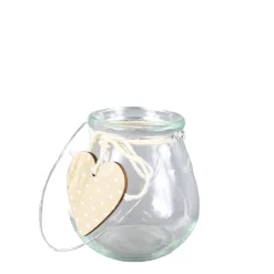 Deko Windlicht Herz, Glas mit Herz und Henkel, Ø10cm