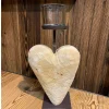 Deko Windlicht Holzherz sägerau, Naturholz-Herz auf Metallfuß, 38cm, WMG Grünberger