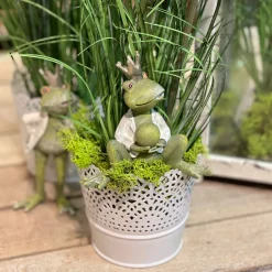 Deko Windlicht mit Ornamente weiß, Pflanztopf aus Metall, 11x10cm