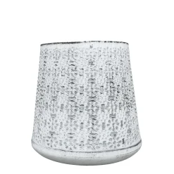 Deko Windlicht Ornament  Antik, durchscheinend, weiß used look, 9x13cm, Metall