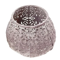 Deko Windlicht Ornament, Kerzenhalter flieder, shabby chic, 10x8cm, Metall