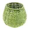 Deko Windlicht Ornament, Kerzenhalter grün, shabby chic, 10x8cm, Metall