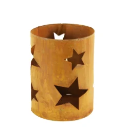 Deko Windlicht Sterne, Edelrost Windlicht mit Patina, 9x13cm