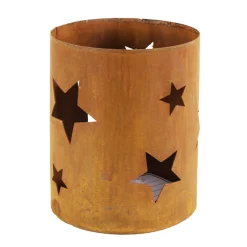 Deko Windlicht Sterne, Edelrost Windlicht mit Patina, 11x14cm