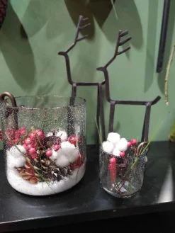 Deko Windlicht Verre, Glaswindlicht mit abnehmbaren Kerzenhalter aus Metall, 10x10cm