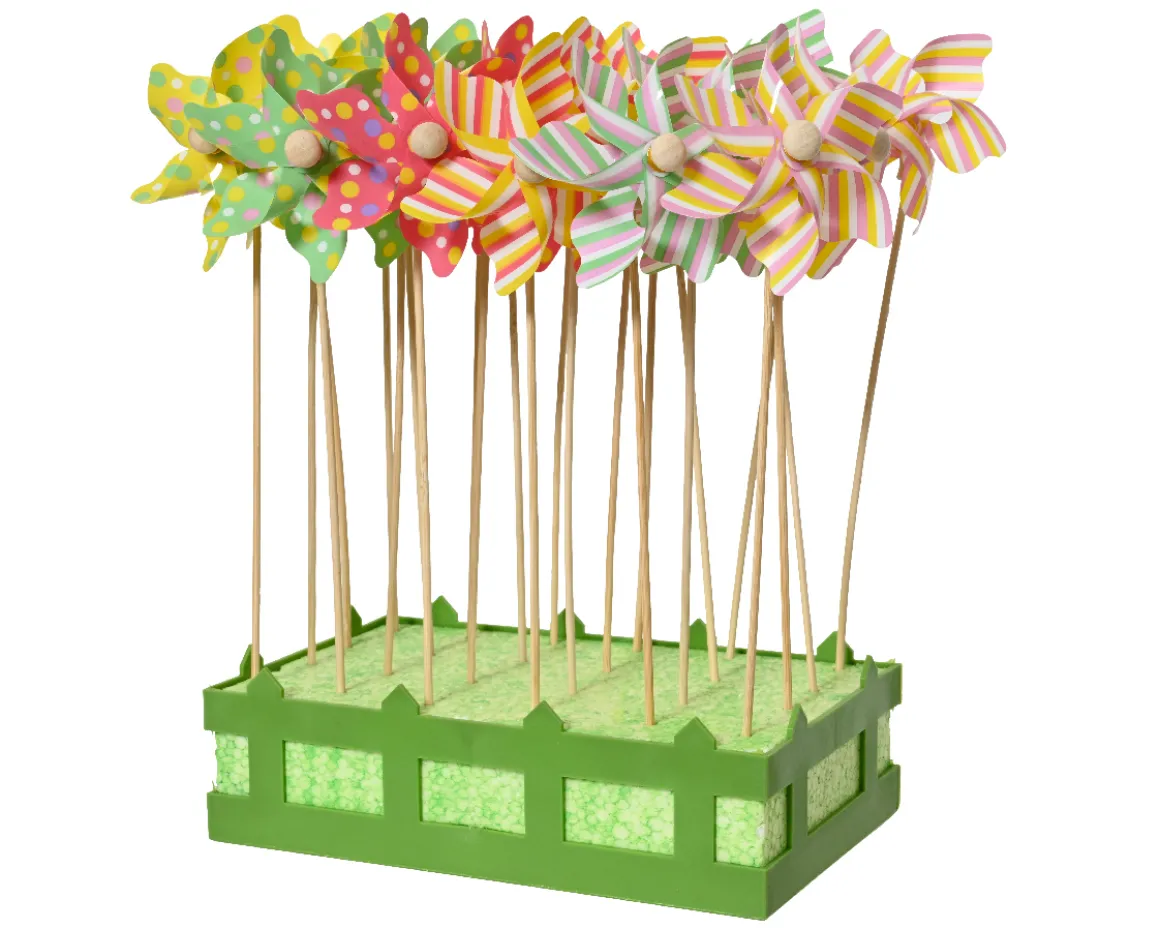 Deko Windrad, kleines Windrädchen in pink, grün, gelb, gepunktet oder gestreift, 28cm
