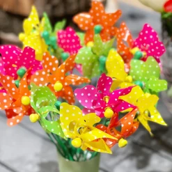 Deko Windrad, orange mit Punkte, 27cm, Kunststoff