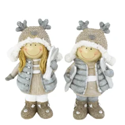 Deko Winterkind Junge mit Ski, Skifahrer mit Mütze, 14cm