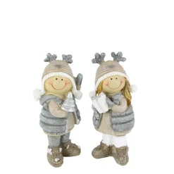 Deko Winterkind Mädchen mit Geschenk, Wintermädchen mit Mütze und Weste, 10cm