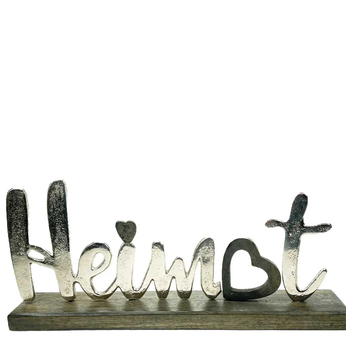 Dekoaufsteller Heimat, Schriftzug Heimat mit Herz auf Holzsockel, 32cm