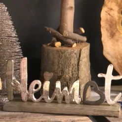 Dekoaufsteller Heimat, Schriftzug Heimat mit Herz auf Holzsockel, 32cm