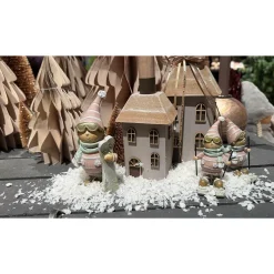 Dekofigur Skifahrer mit Skibrille, Winterkind mit Ski und Riesenpulli, 12cm