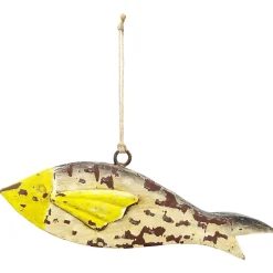 Deko Fisch used look, Metallfisch beige, Hänger, 22cm
