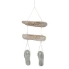 Deko Flip Flop grau aus Holz zum Hängen, Holzschild Beach Relax, 54cm