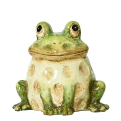 Deko Frosch grün-braun, Gartenfrosch aus Terracotta, 7cm