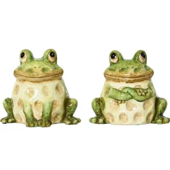 Deko Frosch grün-braun, Gartenfrosch aus Terracotta, 7cm