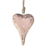Deko Herz rosa used look, Holzherz unfinish mit weiße Punkte, 15cm