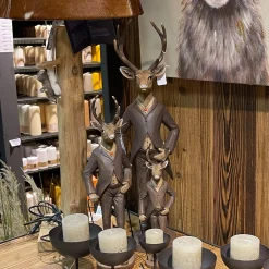 Deko Hirsch Mr Deer Antik, stattlicher Hirsch im Frack und Gehstock, 32cm