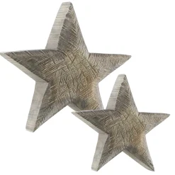 Deko Holzstern grau, Stern sägerau aus Pappelholz, 20cm, WMG Grünberger