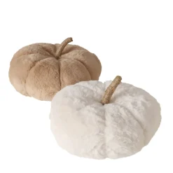 Deko Kissen Kürbis Johanne braun oder weiß, Plüschkissen in kürbisform, 30cm, Boltze Home Collection