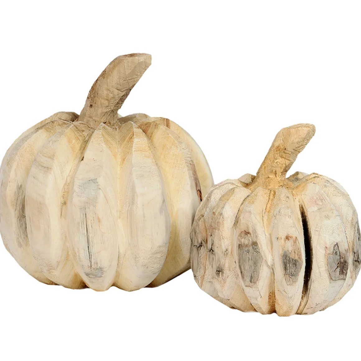 Deko Kürbis Natur, runder Kürbis aus Naturholz, 30cm, WMG Grünberger