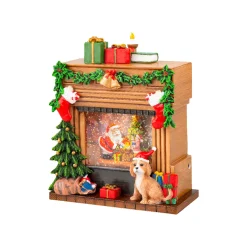 Deko LED Kaminsims  mit Musik und Licht, batteriebetrieb, Lumineo