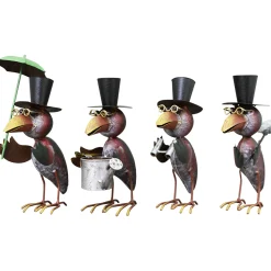Deko Rabe Rudi, Metallrabe mit Schaufel, Zylinder und Brille, 24cm