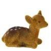 Deko Reh Bambi samtlook braun, kleines Kunststoffbambi liegend, 7cm