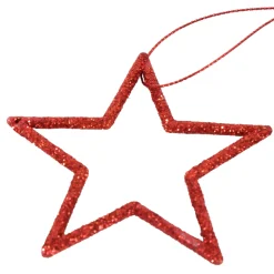 Deko Sterne silbergrau, Weihnachtssterne mit Glimmer, Ø7cm, 20 St/Beutel, Hänger