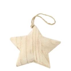 Deko Stern Naturholz, Holzstern Natur zum Hänger, 13cm