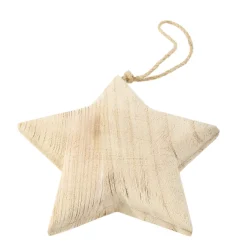 Deko Stern Naturholz, Holzstern Natur zum Hänger, 19cm