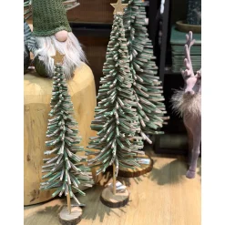 Deko Tannenbaum mit Goldstern, Filzbaum 2-farbig auf Holzfuß, 71cm