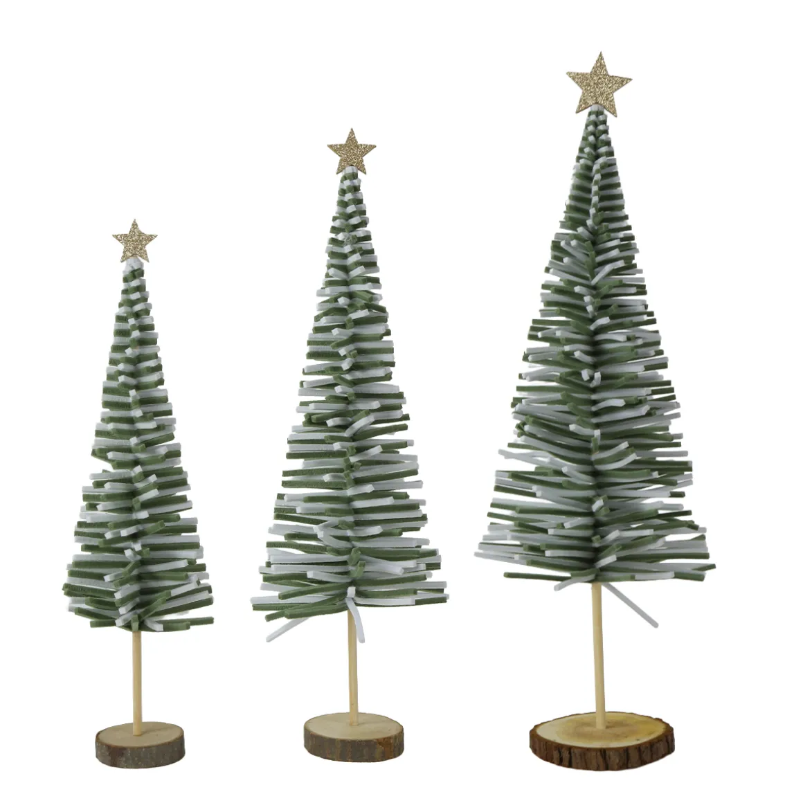 Deko Tannenbaum mit Goldstern, Filzbaum 2-farbig auf Holzfuß, 71cm