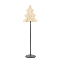 Deko Tannenbaum Naturholz, Holzbaum Natur auf Metallständer, 57cm