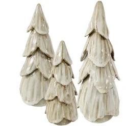 Deko Tannenbaum, schlichter Keramikbaum creme-braun, 17cm