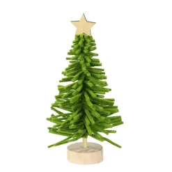 Deko Tannenbaum Weihnachten, Weihnachtsbaum aus Filz mit Holzstern auf Holzfuß