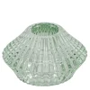 Deko Teelichtglas Ufo, Windlicht aus Glas gestreift hellgrün, 7x4cm