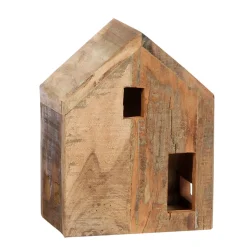 Deko Vogelhaus Altholz, rustikales schlichtes Holzhaus mit Spitzdach, WMG Grünberger