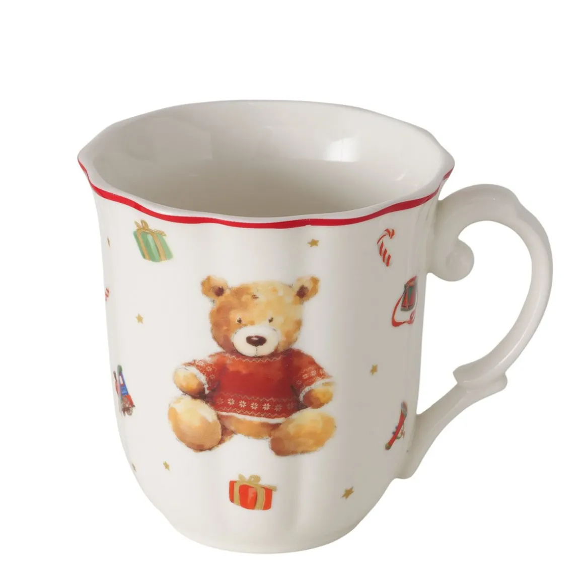 Deko Weihnachtsbecher Bailey, Keramikbecher mit Teddy-Motiv, 350ml, Boltze Home Collections