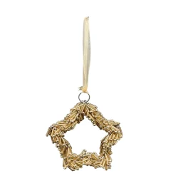 Deko Weihnachtsstern gold, Sternhänger mit länglichen Acrylperlen, 10cm, Hänger