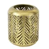Deko Windlicht antik look gold durchbrochen, Metall Windlicht gold, 14x17cm