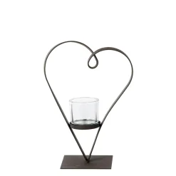 Deko Windlicht Herz Diana, geschwungenes Metallherz auf Fuß, 25cm, WMG Grünberger