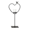 Deko Windlicht Herz Elisa, Metallherz mit Vogel auf Metallständer, 135cm, WMG Grünberger