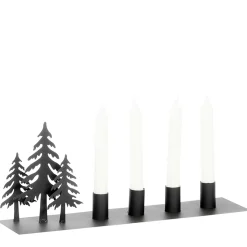 Eisen Kerzenständer Tannen, Advents Kerzenhalter für Stabkerzen, 15x40cm, WMG Grünberger